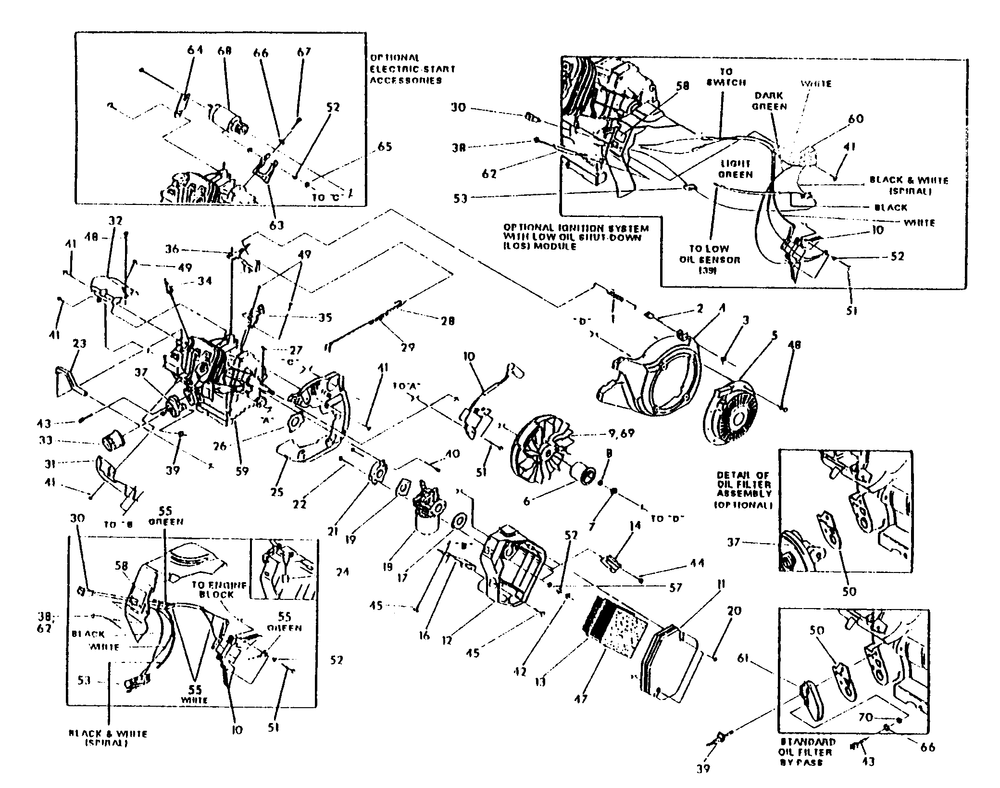 Engine Trim Parts Diagram and Parts List for 9860-0-1N166  Briggs and Stratton Generator